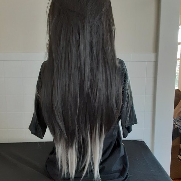 Black & gray  EMO Wig gothic, wig  human hair mix scene wig main image 4